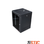 Gabinete rack de pared con paneles laterales desmontables marca Quest modelo GT-2186 de 11 RU con puerta de vidrio de seguridad templado