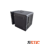 Gabinete rack de pared de doble cuerpo abatible marca Quest modelo GW-2060 de 11 RU con puerta de vidrio de seguridad templado color negro