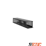 Organizador de cables horizontal en ducto de 2 RU marca Quest modelo OH-4516 en color negro con tapa de PVC para rack de 19 pulgadas