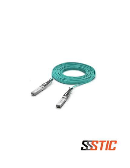 Cable óptico activo AOC Ubiquiti UniFi UACC-AOC-SFP10-10M de 10 metros en color aqua con conectores SFP+ para enlaces de red de alta velocidad