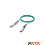 Cable óptico activo AOC de corto alcance Ubiquiti UniFi UACC-AOC-SFP10-5M de 5 metros en color aqua con módulos SFP+ acoplados de fábrica