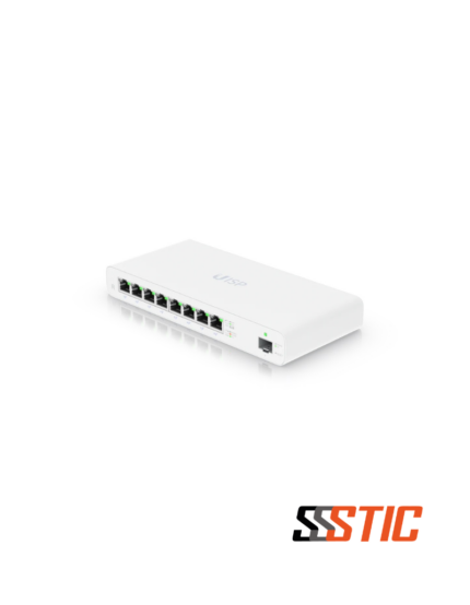 Enrutador compacto Ubiquiti UISP Router con 8 puertos Gigabit Ethernet PoE y 1 puerto SFP de fibra para MicroPoP
