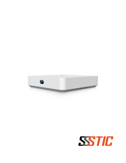 Grabador de video en red compacto de escritorio Ubiquiti UniFi NVR Instant con switch PoE de 6 puertos, puerto HDMI Viewport y pantalla frontal de estado