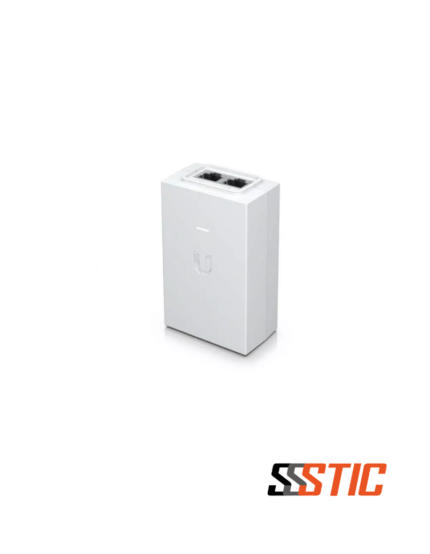 Inyector PoE pasivo de alta potencia Ubiquiti UISP POE-24-30W-G-WH de 24V y 30W en color blanco con conectores RJ45 blindados