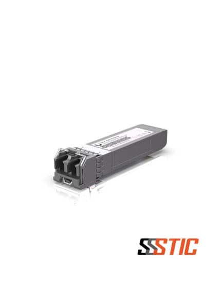 Módulo transceptor óptico SFP28 multimodo Ubiquiti UniFi UACC-OM-SFP28-SR de 25 Gbps con conectores dúplex LC y pestaña de extracción negra