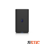 Servidor NAS compacto de escritorio Ubiquiti UniFi UNAS 2 con dos bahías para discos duros de 3.5 pulgadas, puerto 2.5 GbE y pantalla a color integrada