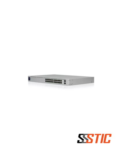 Switch gestionable de Capa 3 Ubiquiti UniFi USW-Pro-24 con 24 puertos Gigabit RJ45, 2 puertos de fibra 10G SFP+ y pantalla táctil