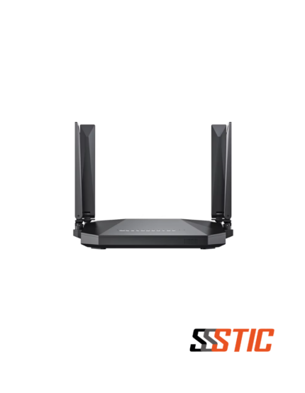 Dispositivo híbrido ONU XPON y Android TV Box BT-PON BT-GB722 en color negro con cuatro antenas externas de 5dBi, dos puertos LAN Gigabit, puerto HDMI, puerto RJ11 de telefonía, puertos USB y entr