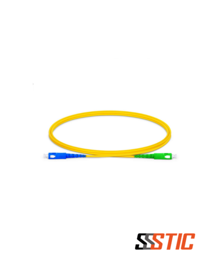 Jumper de fibra óptica monomodo SCAPC verde a SCUPC azul de 3 metros, cubierta amarilla LSZH de 3.0 mm de diámetro