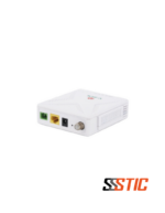 Mini ONT XPON V-SOL V2801D-1GT1 con un puerto Gigabit Ethernet, puerto CATV RF coaxial, entrada de fibra SCAPC en color blanco