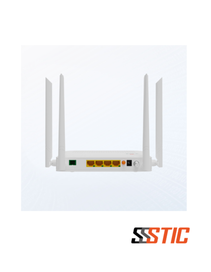 ONT XPON Dual Band V-SOL V2804ACT HGU con cuatro puertos Gigabit Ethernet RJ45, puerto coaxial CATV RF, puerto USB 3.0, cuatro antenas externas de alta ganancia y puerto óptico SCAPC en color blan