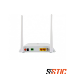 ONT XPON V-SOL V2802GWT con 1 puerto Gigabit Ethernet, 1 puerto Fast Ethernet, dos antenas externas WiFi 4 de 5dBi, entrada de fibra SCAPC y puerto CATV coaxial en color blanco