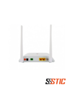 ONT XPON V-SOL V2802GWT con 1 puerto Gigabit Ethernet, 1 puerto Fast Ethernet, dos antenas externas WiFi 4 de 5dBi, entrada de fibra SCAPC y puerto CATV coaxial en color blanco