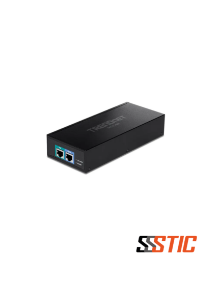 Inyector PoE++ Ultra de 90W a 10G TRENDnet TPE-319GI con puertos RJ45 de entrada y salida.