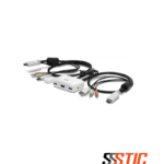 Switch KVM HDMI de 2 puertos TRENDnet TK-215i con cables integrados y botón selector de escritorio.