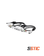 Switch KVM HDMI de 2 puertos TRENDnet TK-215i con cables integrados y botón selector de escritorio.