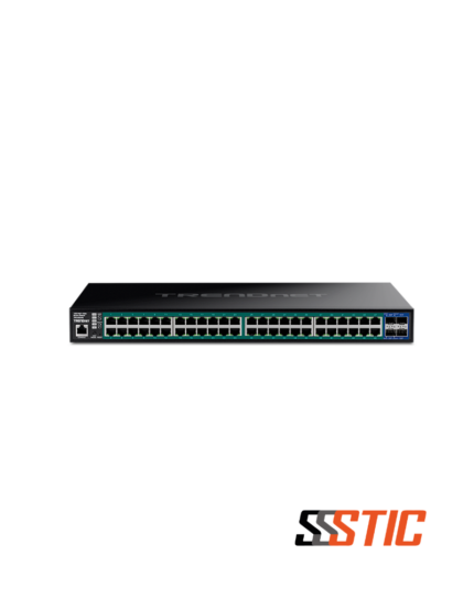 Switch Web Smart administrable TRENDnet TPE-3524S de 48 puertos Gigabit PoE+ con 4 ranuras SFP+ 10G.