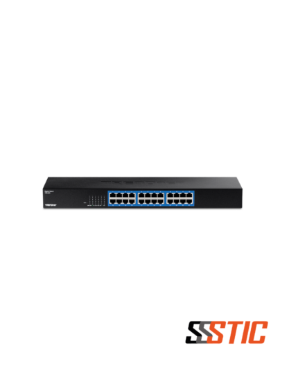 Switch de red Gigabit no administrable de 24 puertos TRENDnet TEG-S25 montable en rack de 1U.