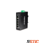 Switch industrial no administrable para riel DIN TRENDnet TI-G50 con 5 puertos Gigabit RJ45 y carcasa IP50.
