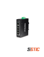 Switch industrial no administrable para riel DIN TRENDnet TI-G50 con 5 puertos Gigabit RJ45 y carcasa IP50.
